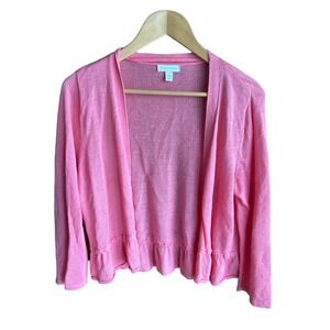 Charter Club Pink Cropped Knit Cardigan Sweater Size Large